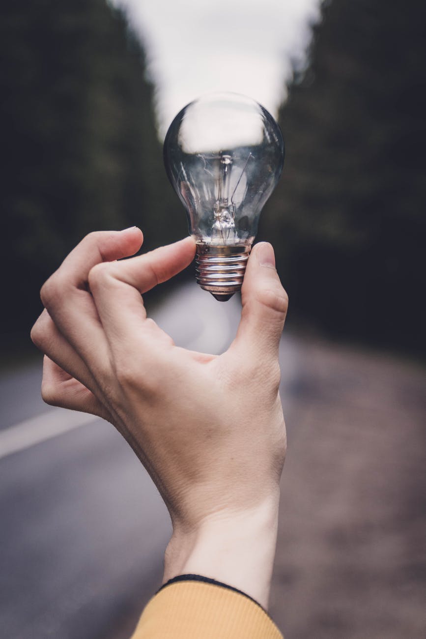 person holding light bulb