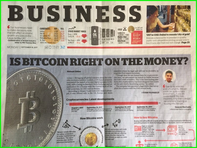 deepak machado about bitcoin on Khaleej Times