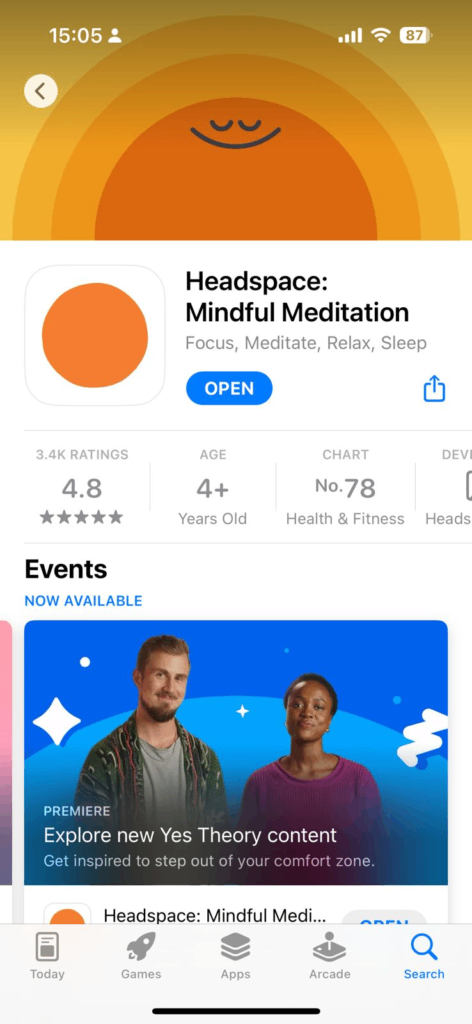 headspace meditation app app store